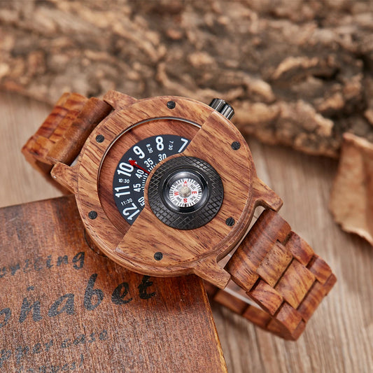 Wood Watch Men Dial Real Walnut Ebony Bamboo Wooden Watches Man Male Brown Black Clock