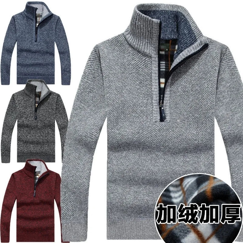 Men's Sweater Half Zipper High Quality Male Wool Sweaters