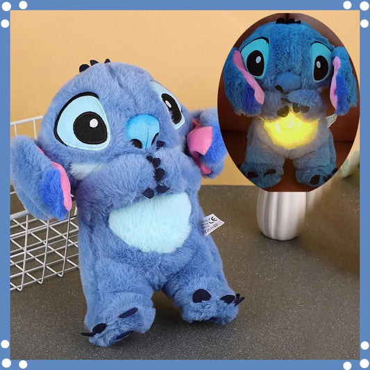 Stitch Plush Doll Baby Sleeping Companion Sound Soothing Musical Light Doll Breathing Toys