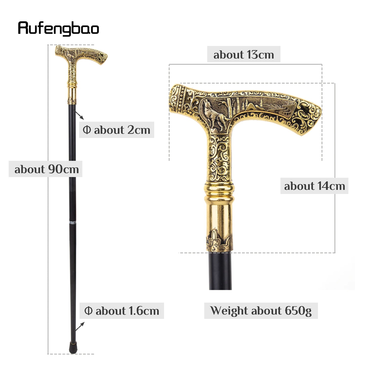 Wolf Handle Luxury Pattern Walking Stick Party Fashion Elegant Walking Stick