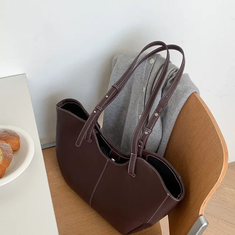 Vintage Women Handbag Portable Shoulder Bag Luxury PU Leather Ladies Commuter Underarm Totes Bag