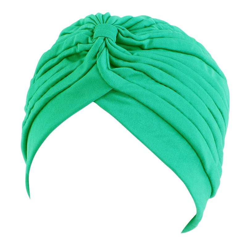 New Flower Decoration Turban, Solid Color Women's Head Wrap, Fashion Headwear, Bandana Cap