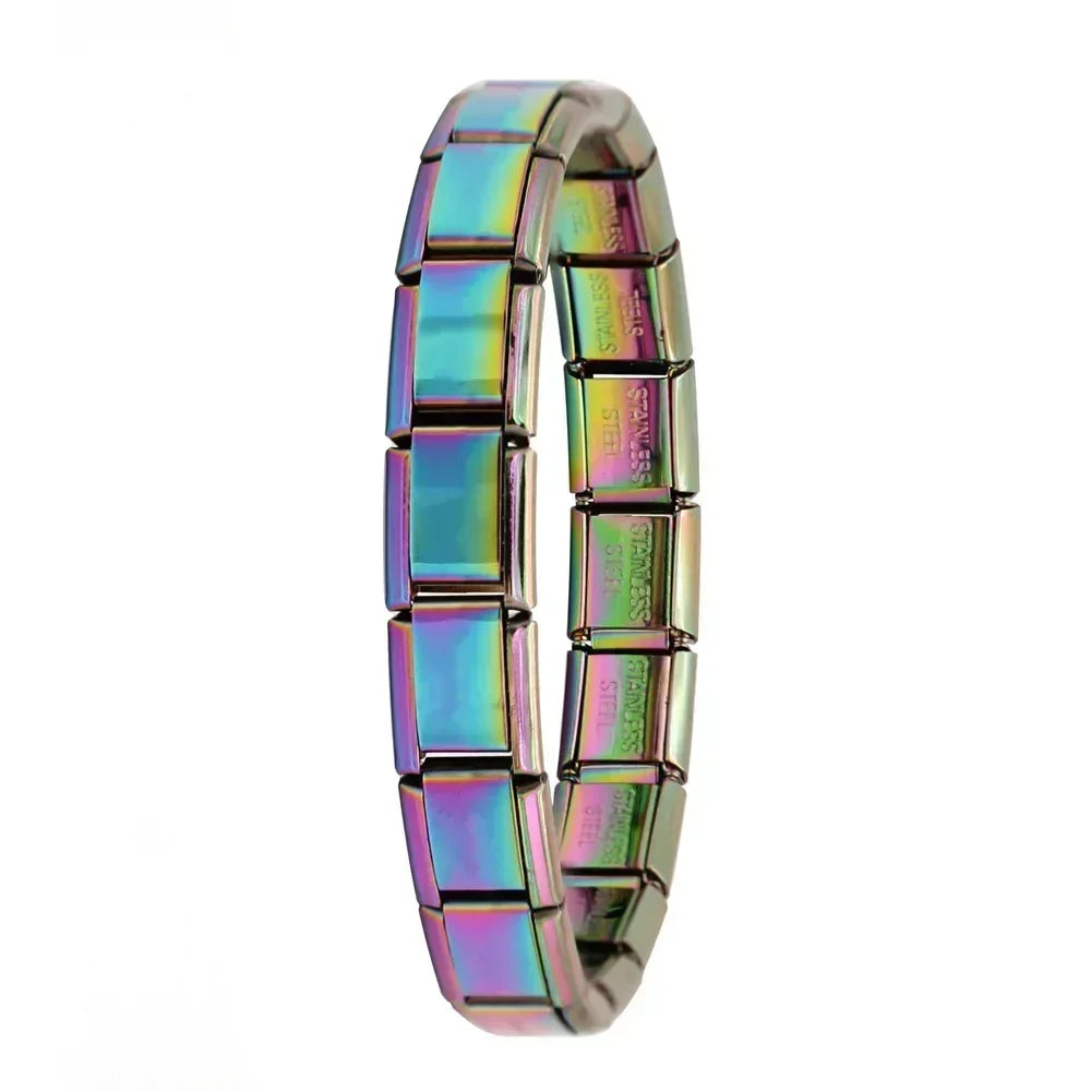 Hapiship New Women's Jewelry 9mm Width Itanlian Elastic Charm  Bracelet Fashion Stainless Steel Bangle