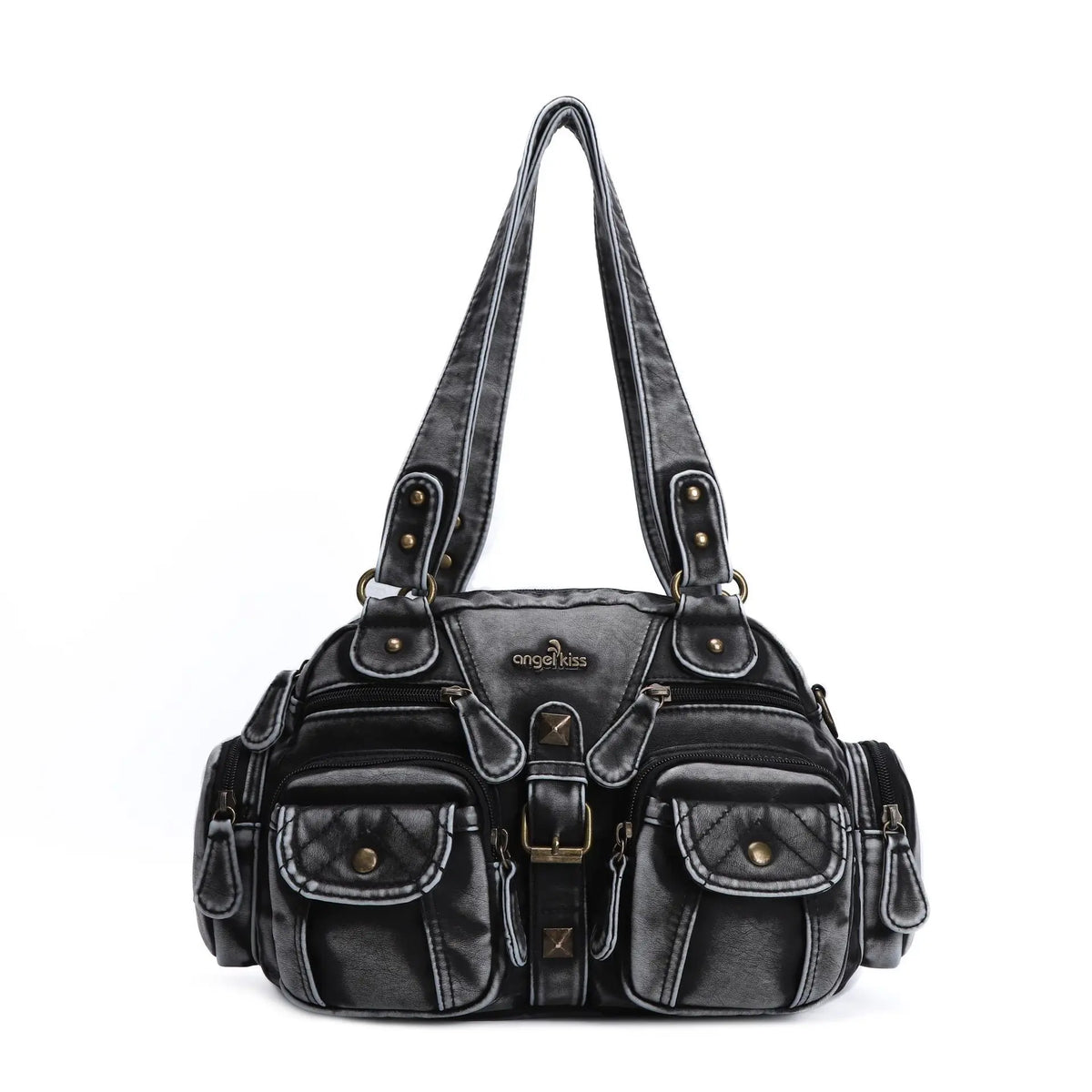Angelkiss Women Handbags Satchel, Top-handle Handbag PU Shoulder Bag, Dumpling Pack Phone Money Bag