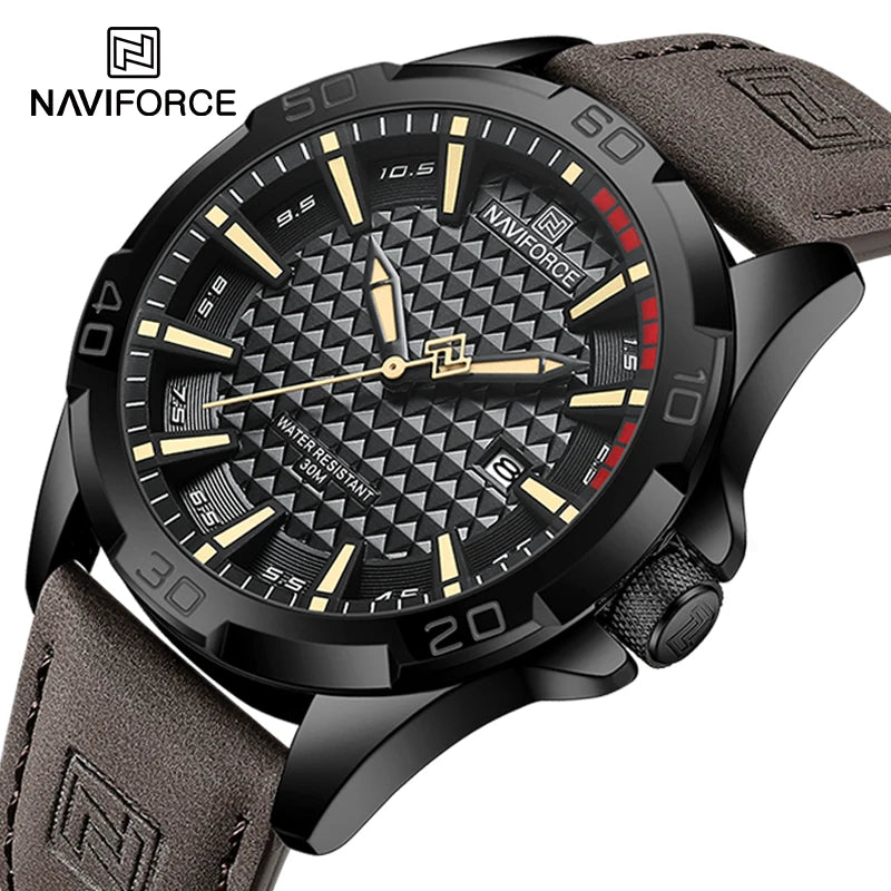 Men Military Quartz Calendar Wrist Watch Leather Waterproof Male Clock