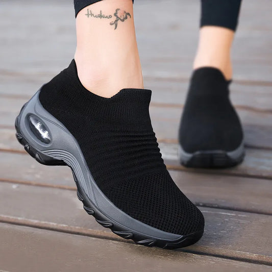 Women's Casual Sports Socks Sneakers Thick Sole Air Cushion Rocking Shoes