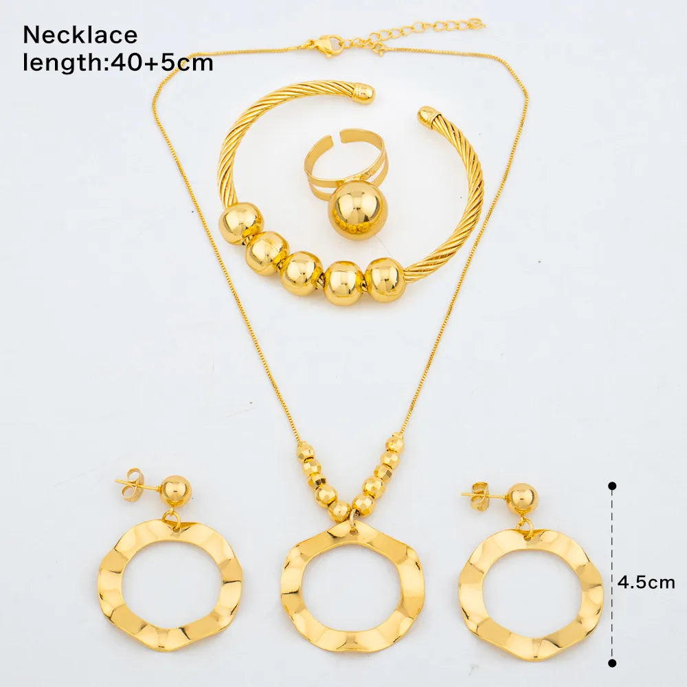 Arabic Dubai Jewellery Set Earrings Necklace Ethiopian African Chain Gold Colour Bracelet Ring