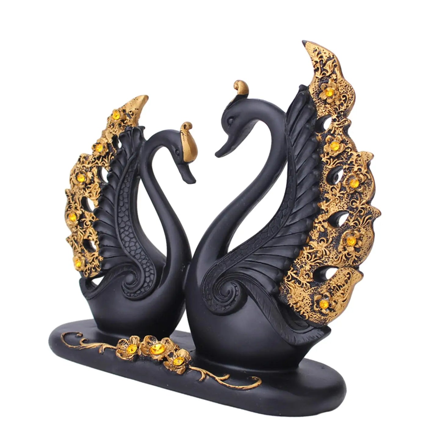 Swan Couple Figurine Realistic Simple Decorative Art European Swan Sculpture Décor for Indoor Home Entrance Cabinet Desktop