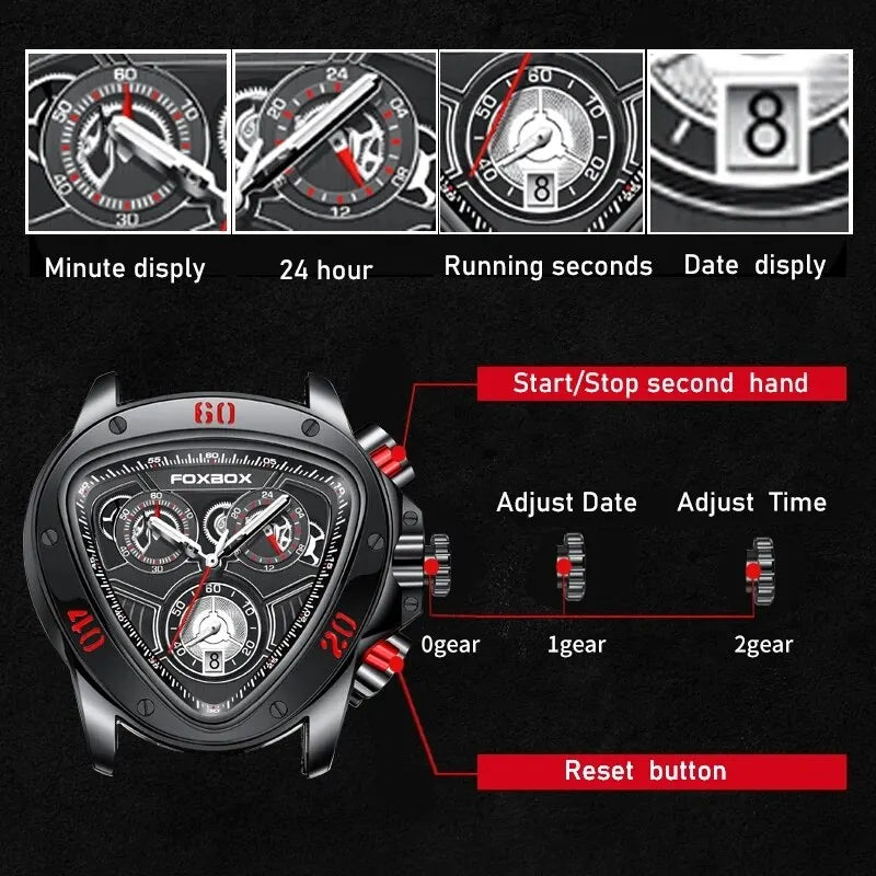 2024 Top Brand Luxury Big Dial Chronograph Quartz Watch Men Sports Watches Military Male Wrist Watch Clock Man Relogio Masculino - Hiron Store