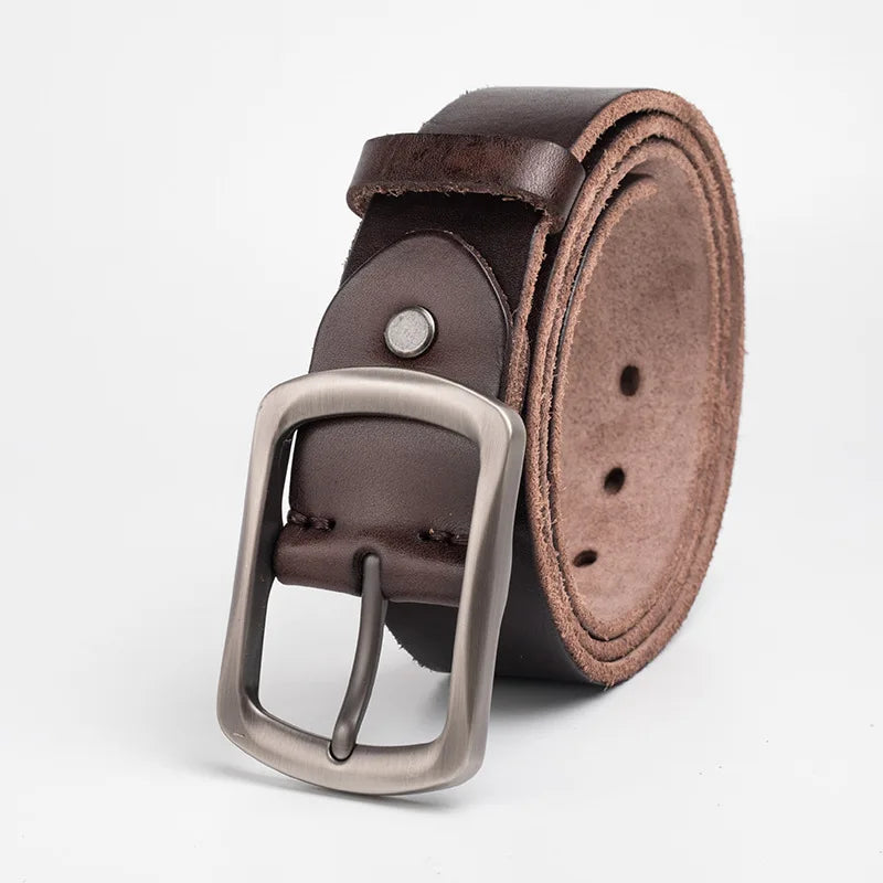 Men's Genuine Leather Belt Alloy Buckle Retro design High-quality Brand Belt cowhide production