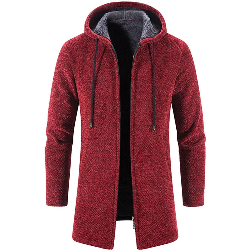 Men's Sweaters Coat Winter New Hot Warm Zipper Medium Long Cardigan Sweaters