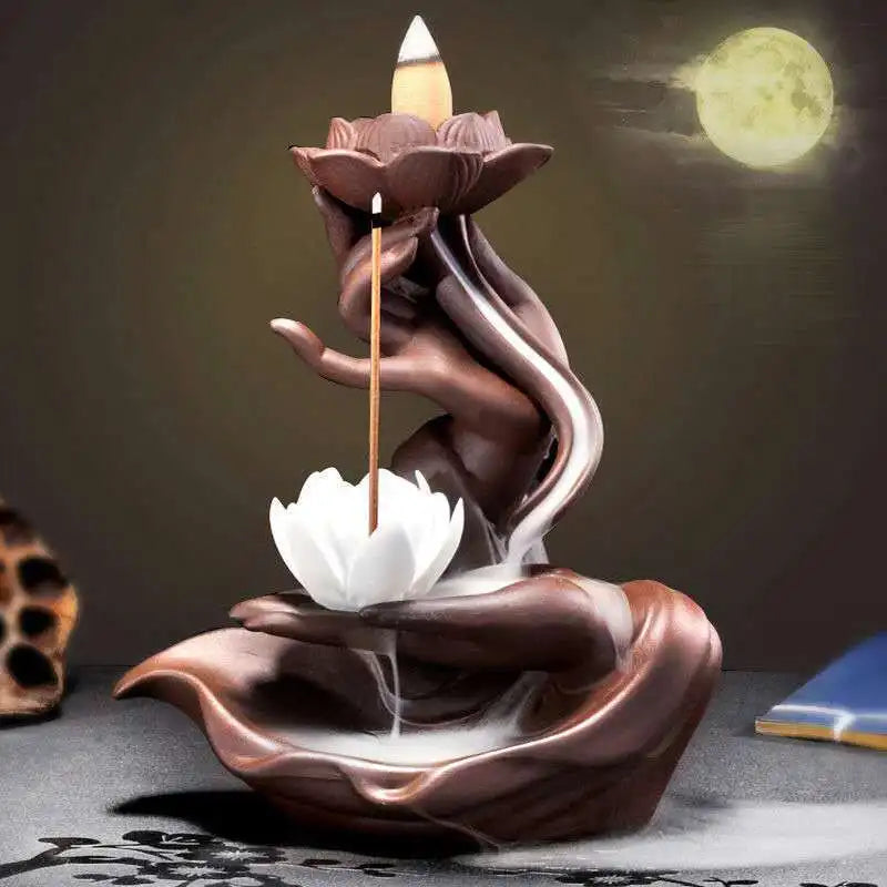 Ceramic Purple Sand Backflow Incense Stove Zen Buddhist Hand Creative Home Fragrance Stove Incense