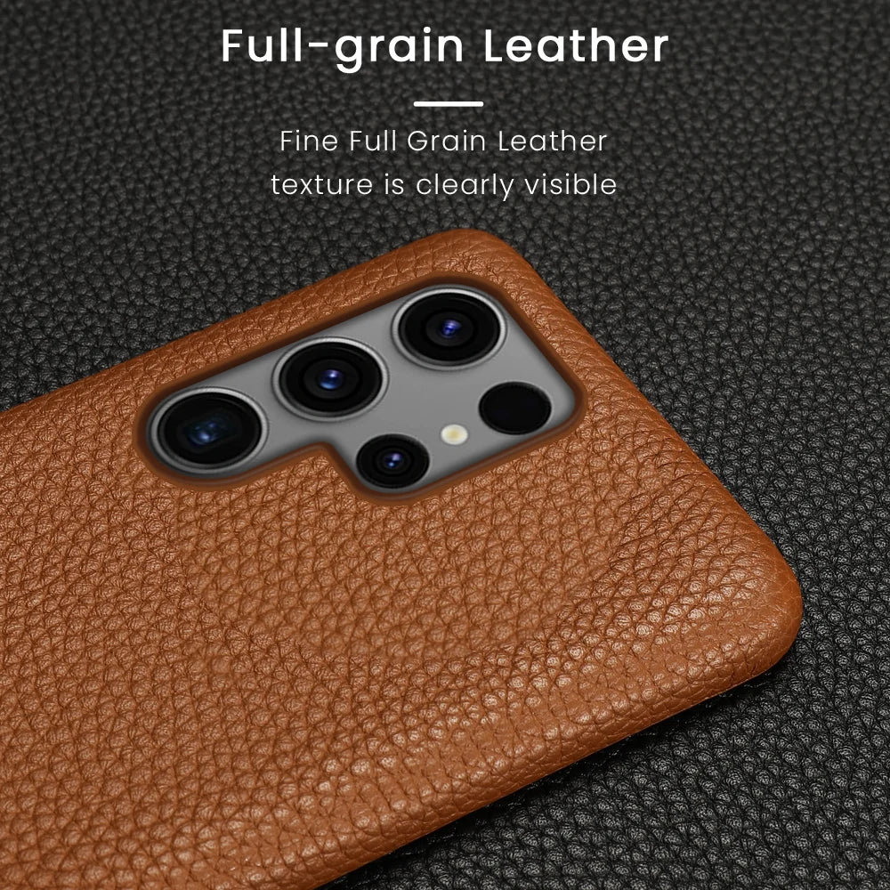 LANGSIDI Genuine Leather Phone Case For Samsung Galaxy S 24 S24 S23 Ultra S22 Plus S21Ultra S20Ultra Note 20Ultra Luxury Cover