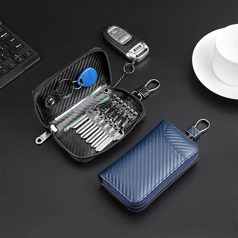 Key Bag Multifunction Organizer Wallet Holder Smart Housekeeper Car Small Case Keys Carbon Fiber Fabric Keychain