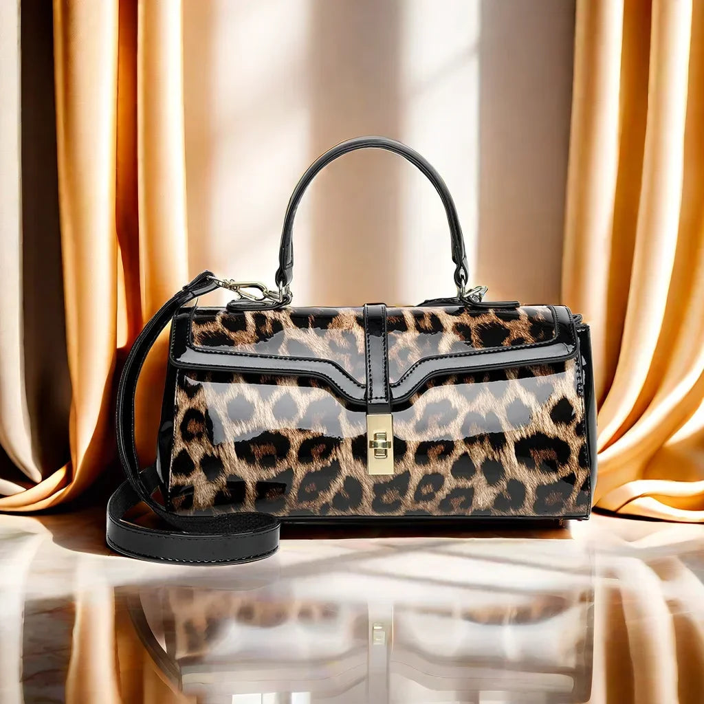 Luxury Leather Handbag Leopard Print Women Shoulder Hand Bags