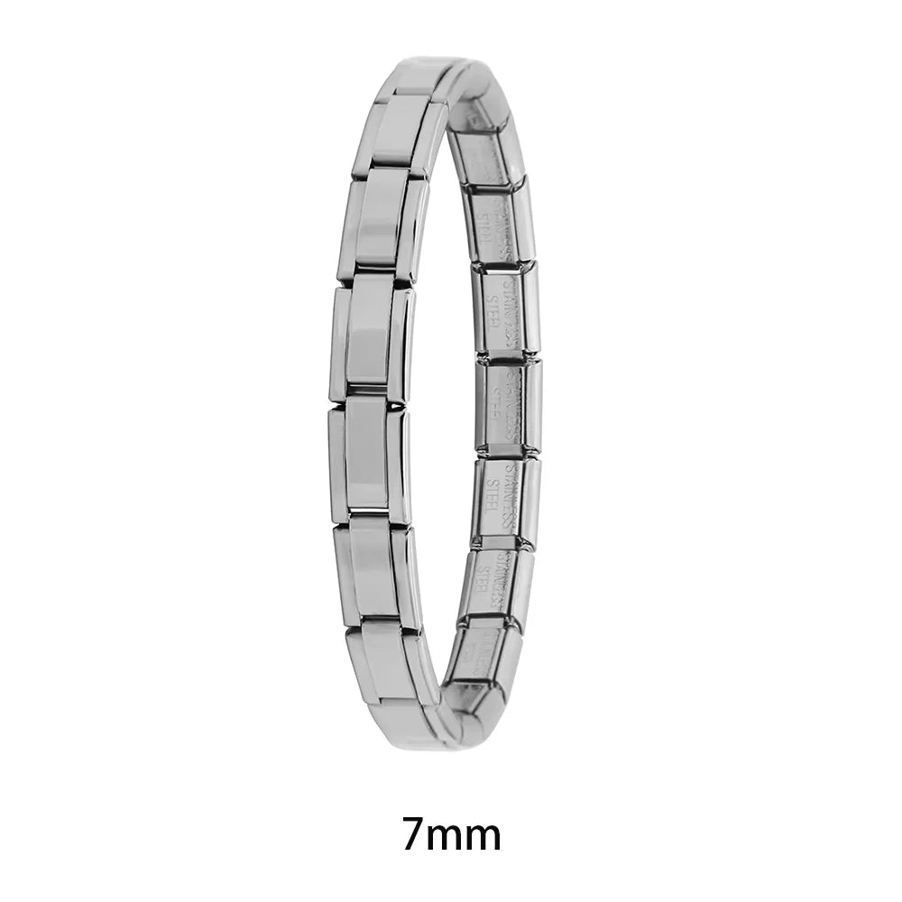 Hapiship New Women's Jewelry 9mm Width Itanlian Elastic Charm  Bracelet Fashion Stainless Steel Bangle