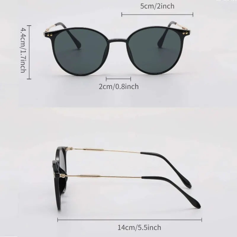 2 Pairs Per Set Small Round Sunglasses Women Cute Skinny Cat Eye Eyewear Men Vintage Narrow Cateye Sunglasses Set - Hiron Store