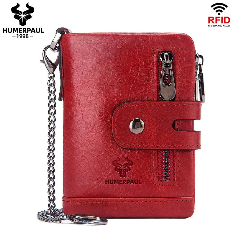 Genuine Cowhide Leather Wallet For Men Short RFID Money Purse