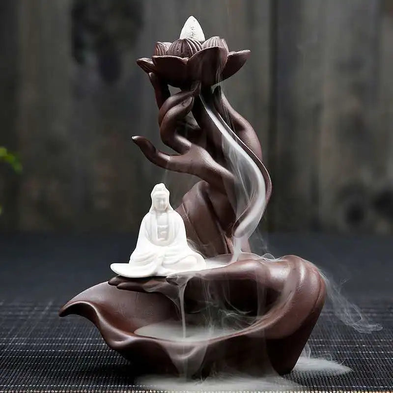 Ceramic Purple Sand Backflow Incense Stove Zen Buddhist Hand Creative Home Fragrance Stove Incense