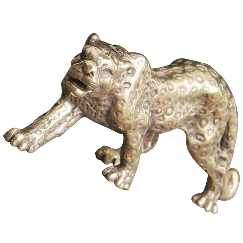 Vintage Brass Leopard Statue Brass Leopard Figurine Lifelike Animal Statue Paperweight