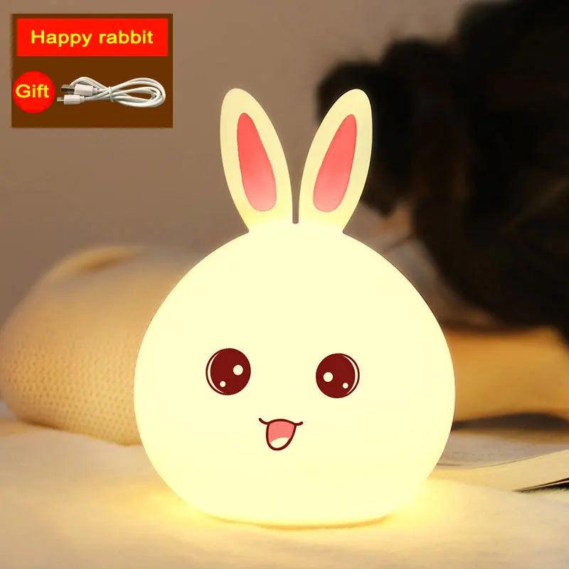 Night Light Cute Rabbit Colourful Light Voice Controlled Clap Lamp