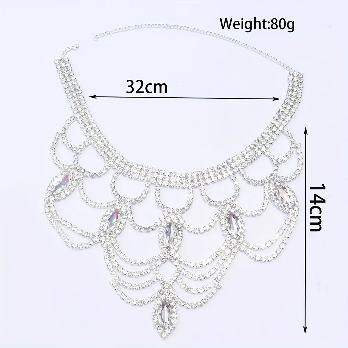 Shiny Rhinestone Necklace Luxury Bridal  Jewellery Necklace