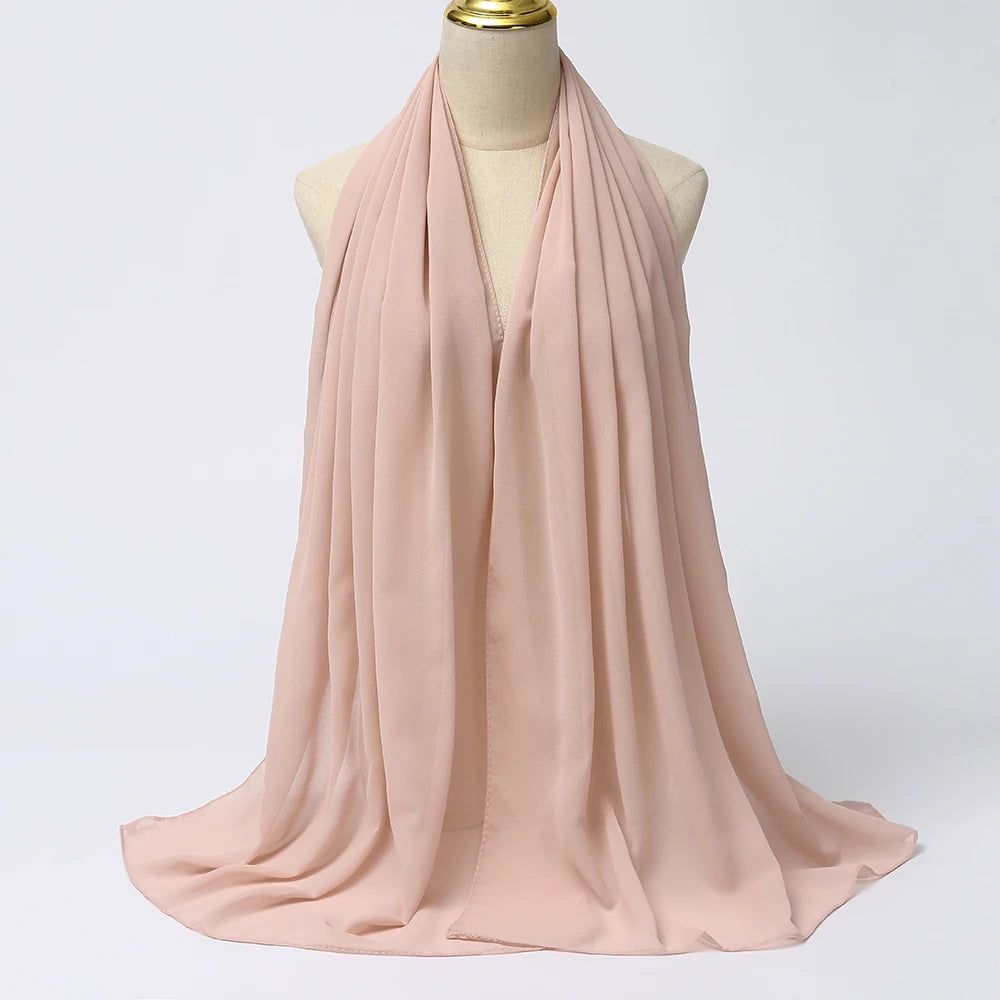 Muslim Chiffon hijab Scarf Long Solid Color Head Wrap Women's Hijabs & Scarves Jersey Hijab Veil