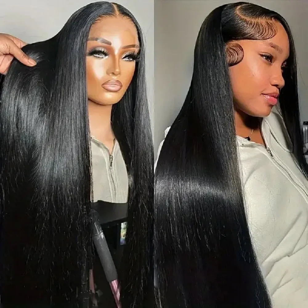 44 46-Inch-long Brazilian Straight Human Hair Wig 13x4 HD & 13x6 Transparent Lace Frontal 200 Density for Women