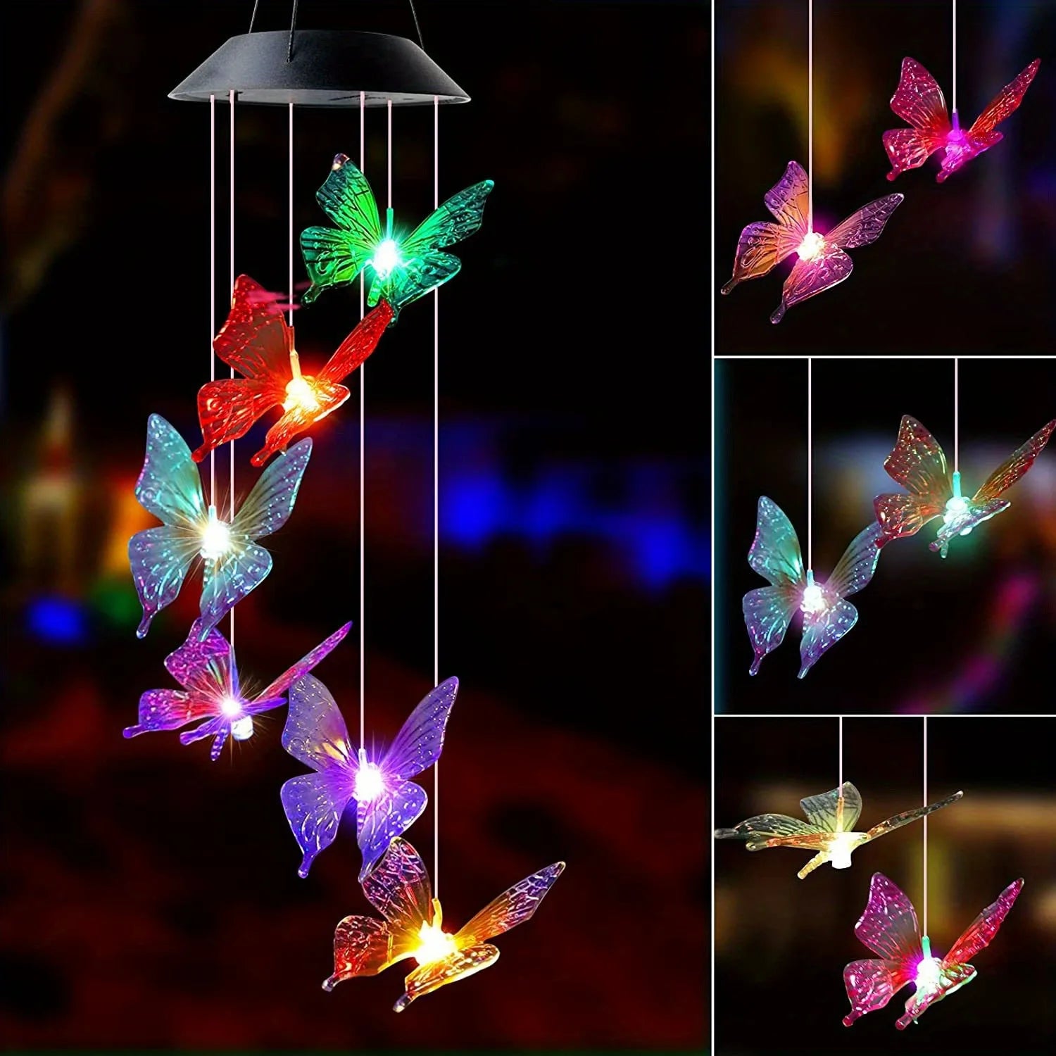 Solar Light Butterfly Windchime Light Rechargeable Christmas All Hallows' Day Party Atmosphere Landscape Balcony Decoration Lamp - Hiron Store