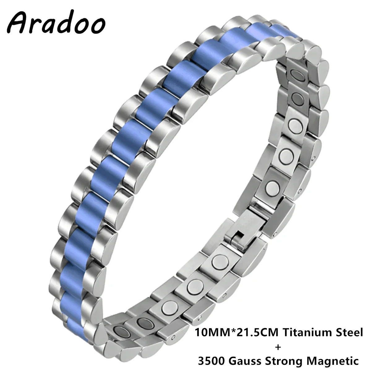 Titanium Steel Bracelet Stainless Steel Hematite Magnetic Link Bracelet for Men Women with Adjustable Tool