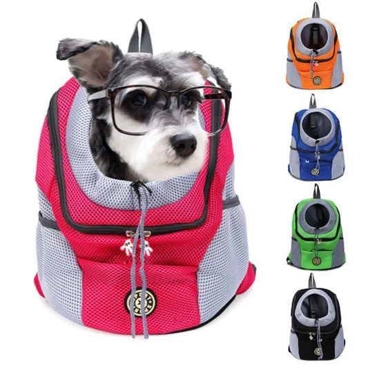 New Double Shoulder Portable Travel Backpack Outdoor Pet Dog Carrier Bag Pet Dog Front Bag Mesh Backpack - Hiron Store
