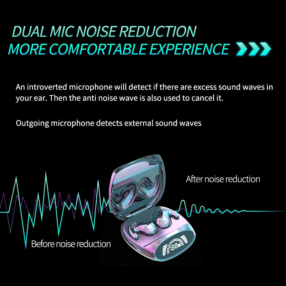 Sleep Invisible Earbuds Tiny Mini Headphones Hidden Noise Cancelling TWS Wireless Headsets Sports Stereo Bluetooth 5.3 Earphone - Hiron Store