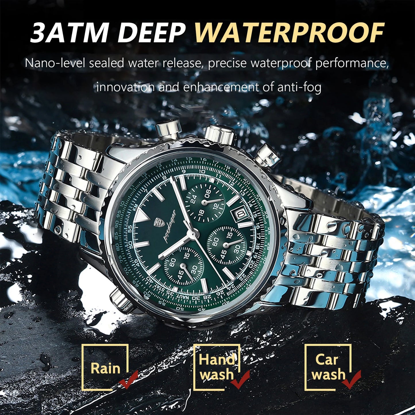 POEDAGAR Luxury Military Waterproof Man Watch Stainless Steel Men's Quartz Watches