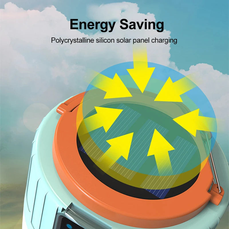 Waterproof Rechargeable Tent Lamp Solar LED Camping Light ortable Lanterns Emergency Lights Market Lamp