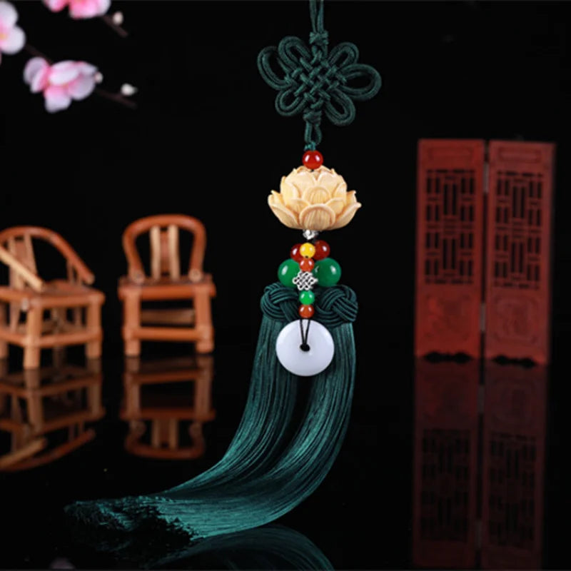 New Lotus Automobile Hanging Ornament Car Rearview Ornaments Exquisite Peace Buckle Car Decoration