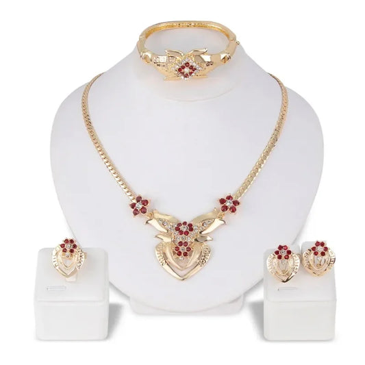 Temperament Necklace Four-piece Fashion  Jewelry Set  Earings