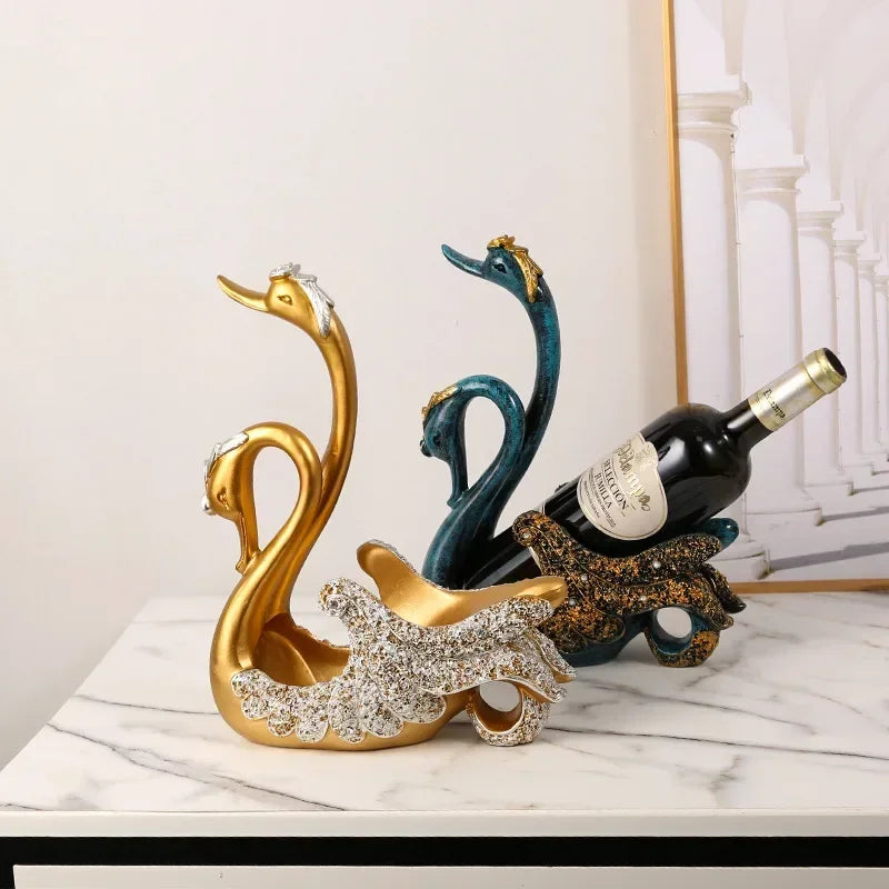 Creative Couple Swan Wine Rack Love At First Sight Simple Resin Suitable for Home Decoration Ornaments