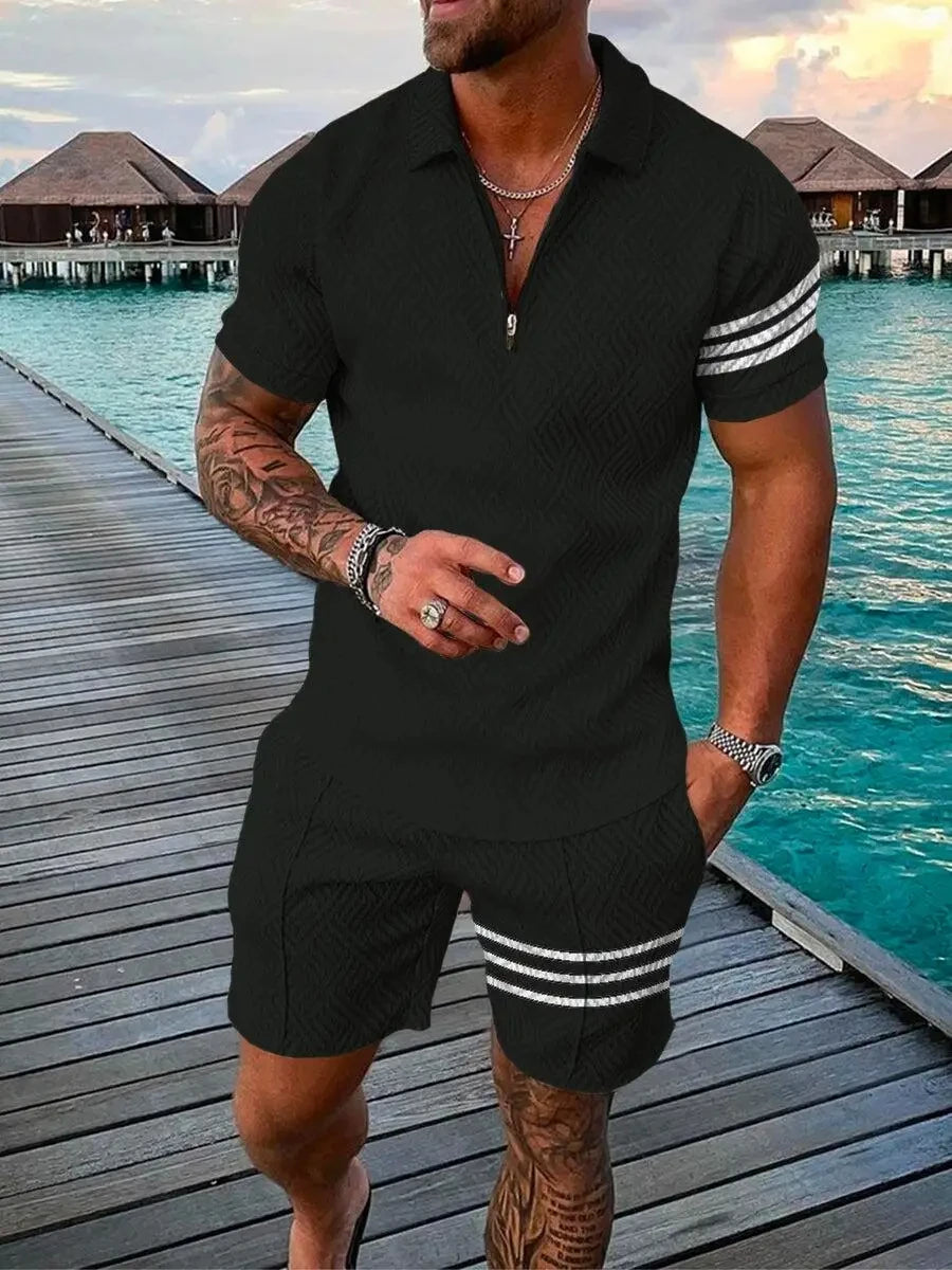 Men Polo Shirts For Men Set Streetwear 3d Printing Short Sleeve Polo Shirt + Shorts Suit Summer Fashion Sportswear Men Clothing - Hiron Store