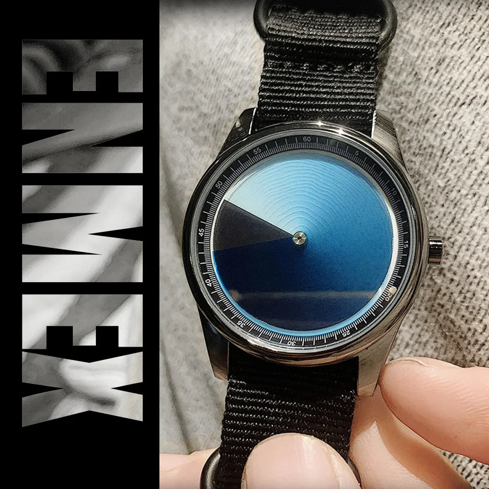 wristwatch canvas  creative design Mysterious Gradient Blue fashion quartz clock men watch