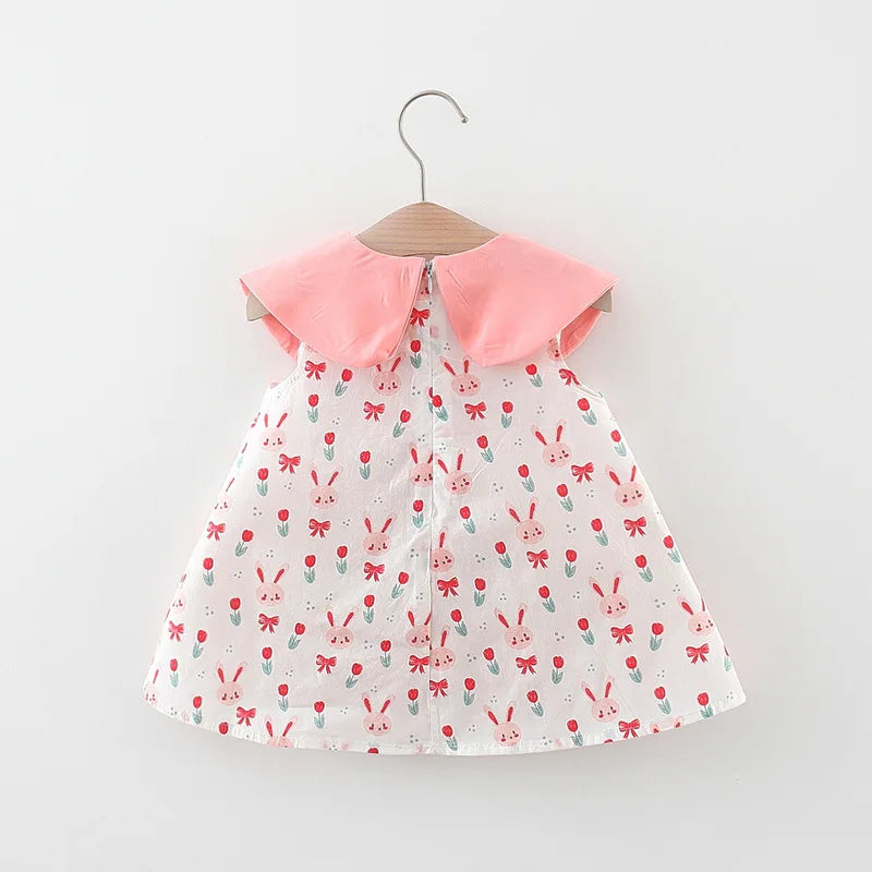 Girls Children's Wear 3D Rabbit Doll Neck Small Sleeveless Children's Dress