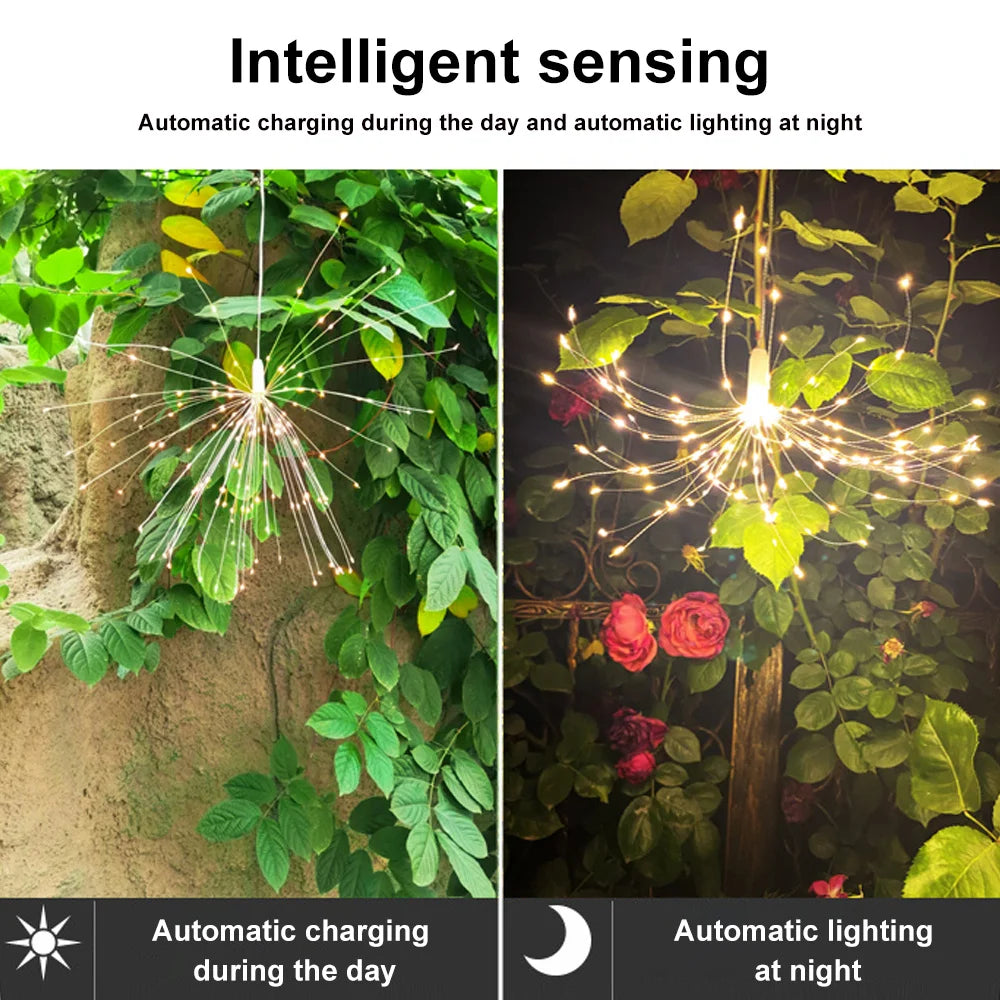 LED Solar Firework Lights Outdoor Waterproof Hanging Starburst String Light For Holiday Lighting Christmas Decor Fairy Light - Hiron Store