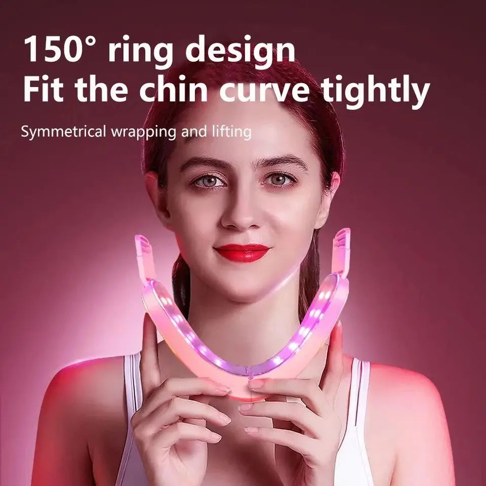 Facial Lifting Device LED Photon Therapy Facial Slimming Vibration Massager Heated Double Chin V Face Massager