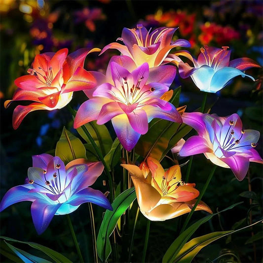 1pc Artificial Flower Lawn Lights 7-head Solar Orchid Lights Yard Garden Decoration LED Solar Ground Lights