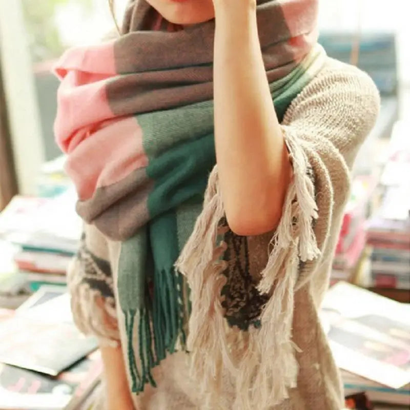 Winter Female Lattice Imitation Cashmere Scarf Autumn And Winter Thick Fashion Warm Wild Scarf Shawl - Hiron Store