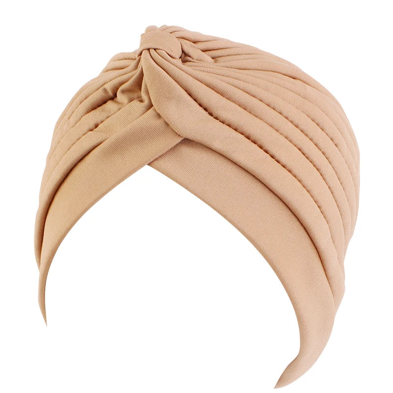 New Flower Decoration Turban, Solid Color Women's Head Wrap, Fashion Headwear, Bandana Cap