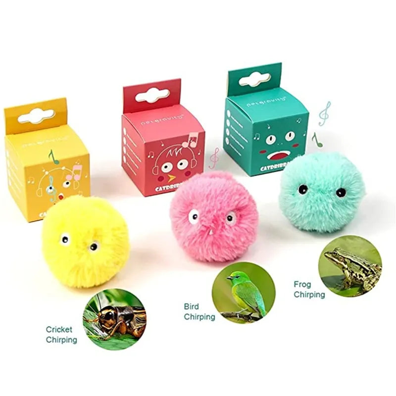 Interactive Ball Smart Cat Toys Plush Electric Catnip Training Toy Kitten Touch Sounding Pet Product Squeak Toy Ball - Hiron Store