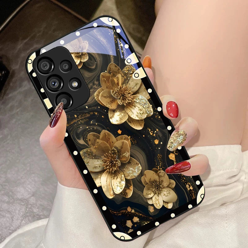 Box Pink Flowers For Samsung Galaxy S10 4G S20 11E 30 S21 22 S24 Fe Pro S23 S25 Ultra 5G S9 Tempered Glass Phone Case