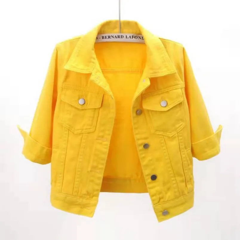 Women Denim Jacket Spring Autumn Short Coat Pink Jean Jackets