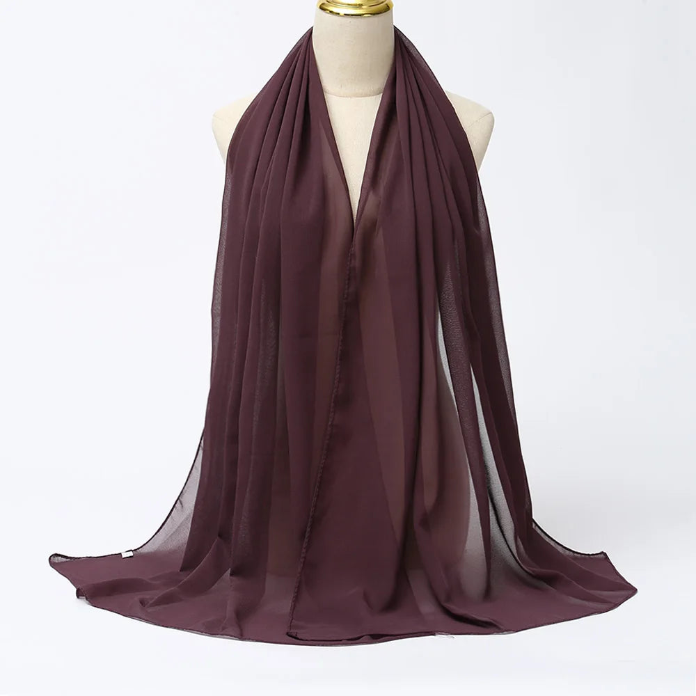 Muslim Chiffon hijab Scarf Long Solid Color Head Wrap Women's Hijabs & Scarves Jersey Hijab Veil