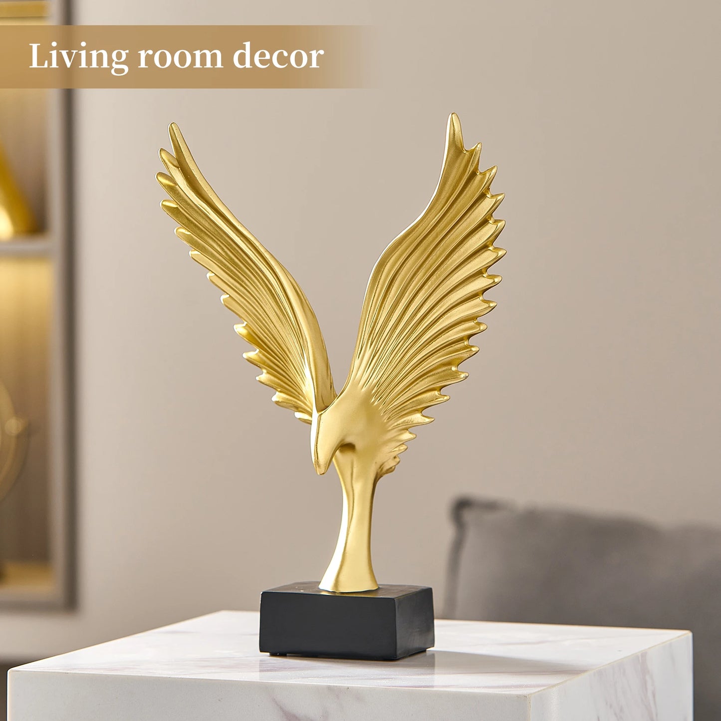 Resin Goldern Wings Statuette Modern Home Office  Decorations  Ornaments Artistic Crafts